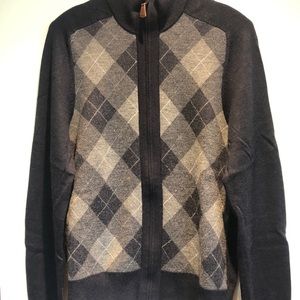 Banana Republic Navy and Grey Cardigan Zip Sweater